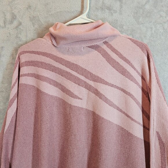 Alfani Womens Plus Size 3X Pink Zebra Print Knit Boxy Sweater \Turtleneck - Picture 8 of 12